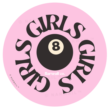 GIRLS GIRLS GIRLS Magic 8-Ball Sticker