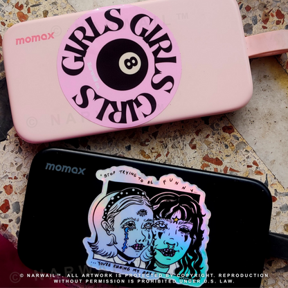 GIRLS GIRLS GIRLS Magic 8-Ball Sticker